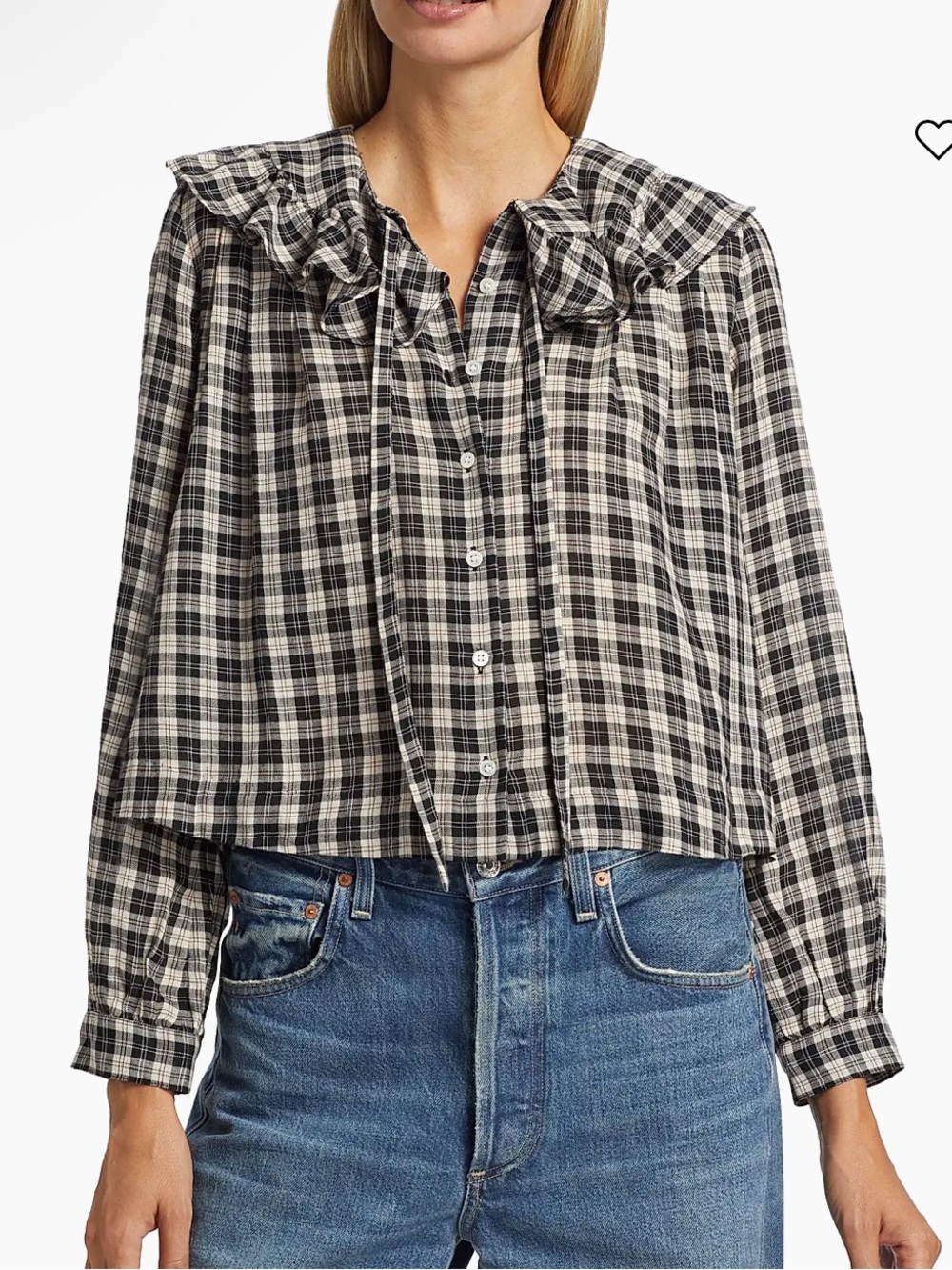 Joelle Plaid Organic-Cotton Long-Sleeve Shirt XS